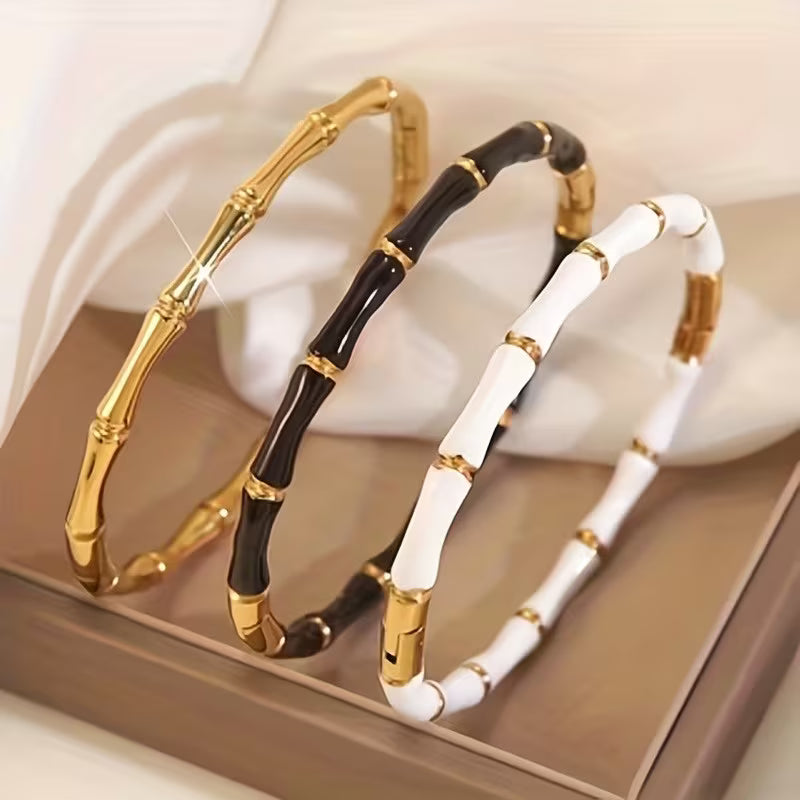 Gold Tone Bamboo Link Bracelet