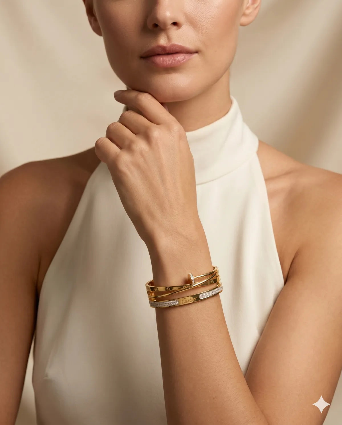 Gold-Toned Stainless Steel Engraved Bangles