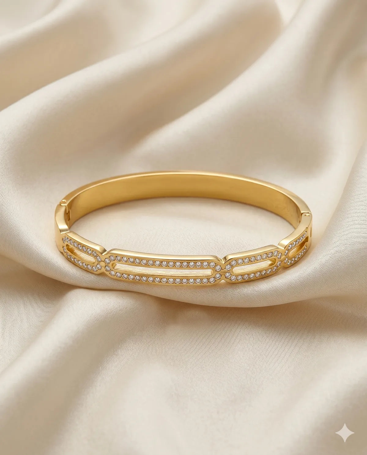 Gold Plated Crystal Embellished Chain Bracelet for Women