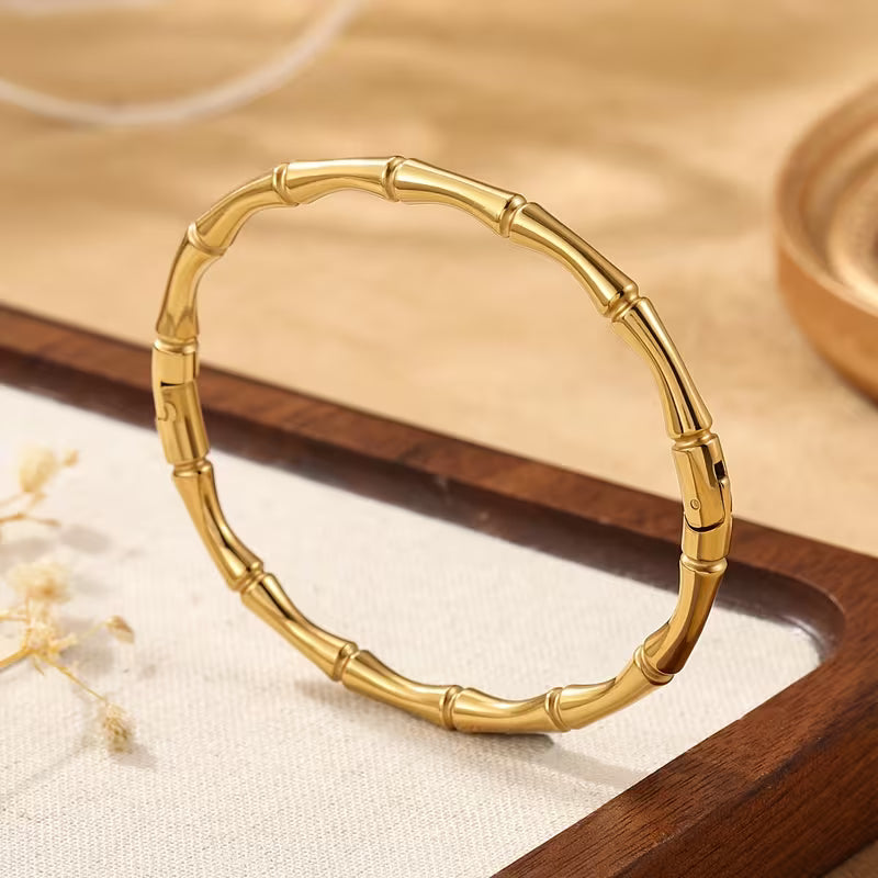 Gold Tone Bamboo Link Bracelet
