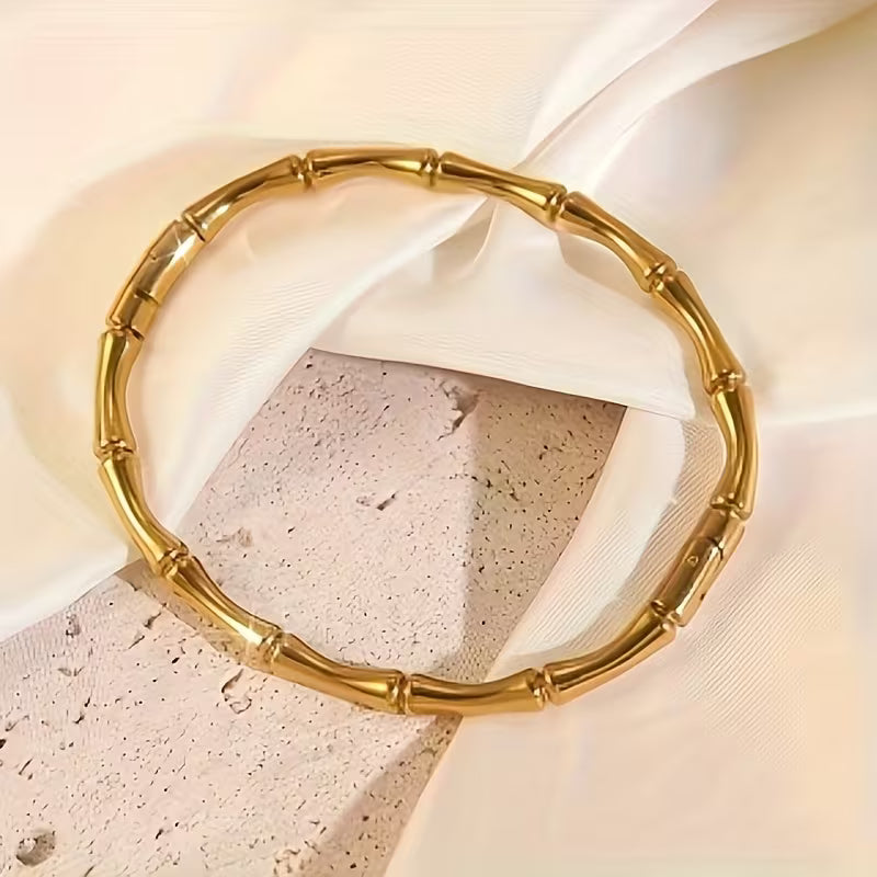 Gold Tone Bamboo Link Bracelet