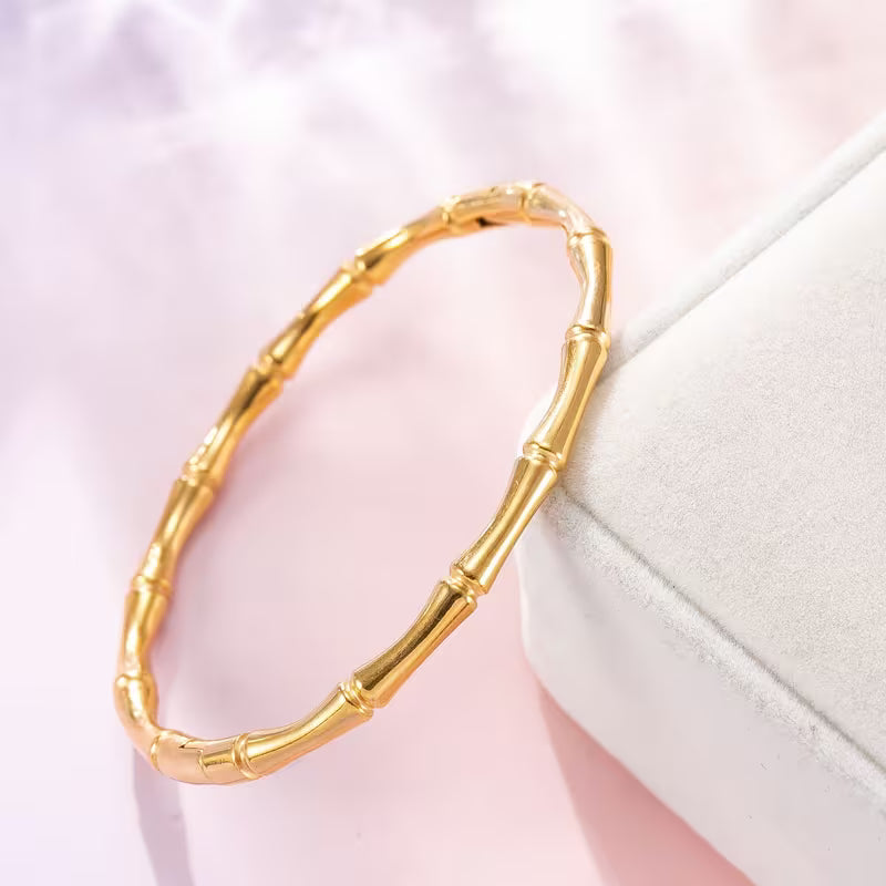 Gold Tone Bamboo Link Bracelet