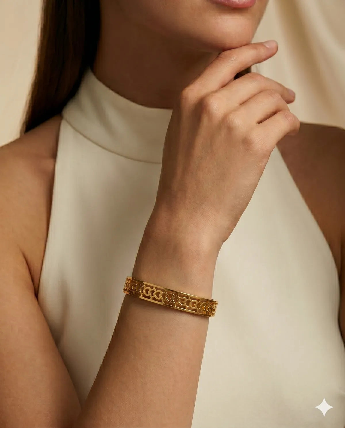 Gold Plated Filigree Bangle for Women