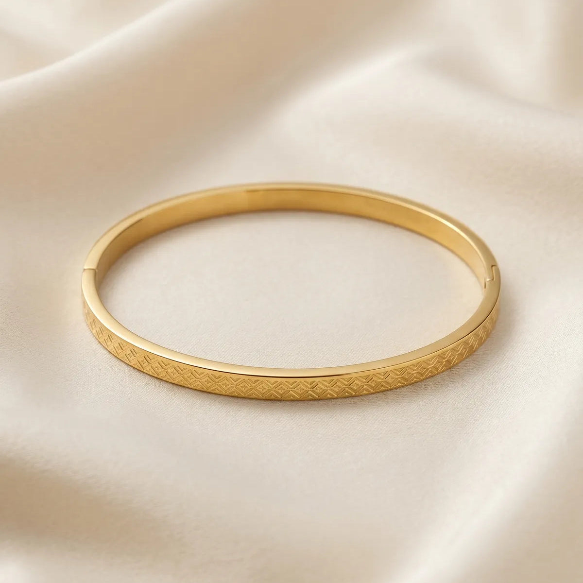 Gold Textured Slim Bangle for Women