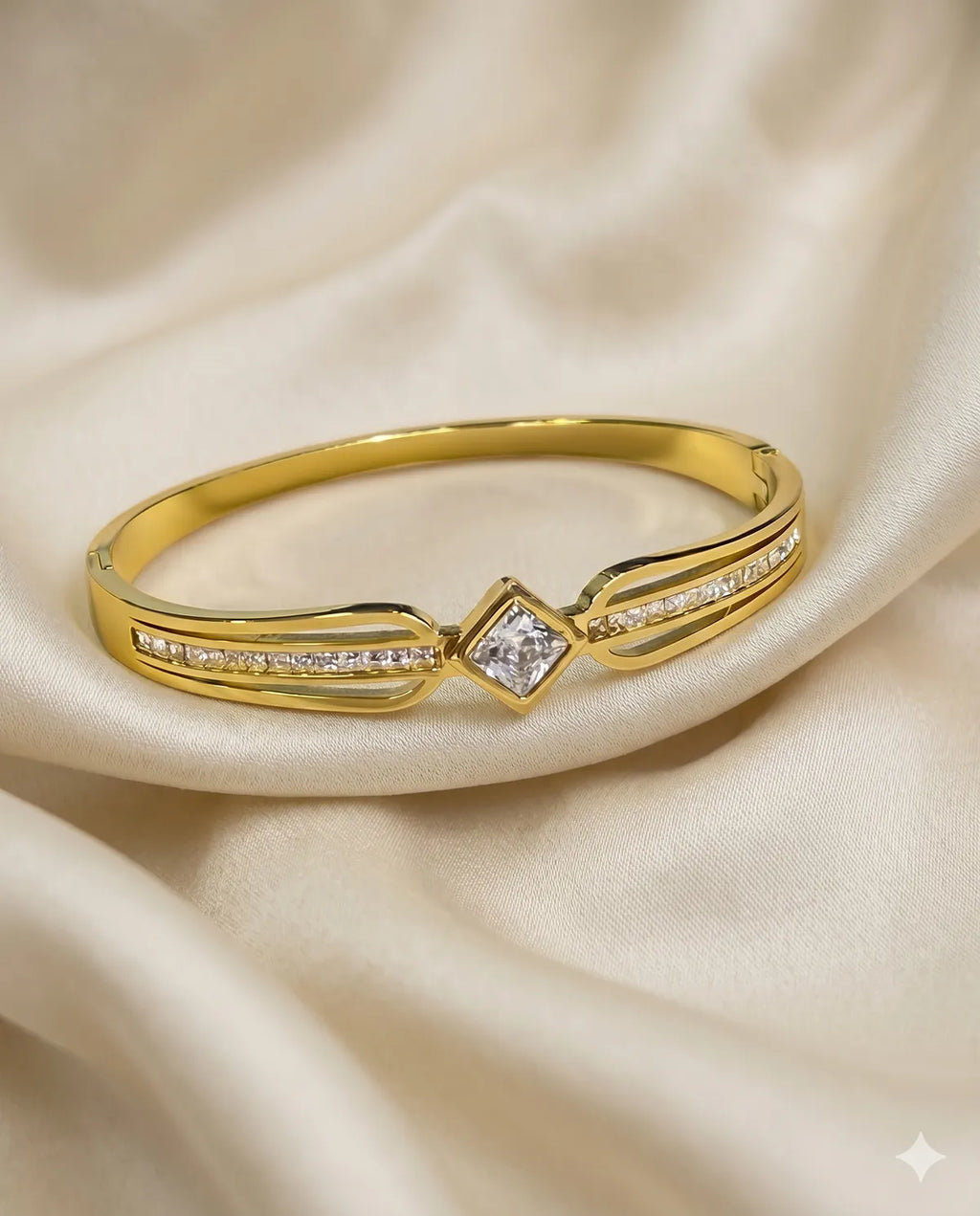 Gold Plated Crystal Embellished Cuff Bracelet for Women