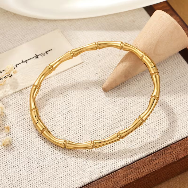Gold Tone Bamboo Link Bracelet