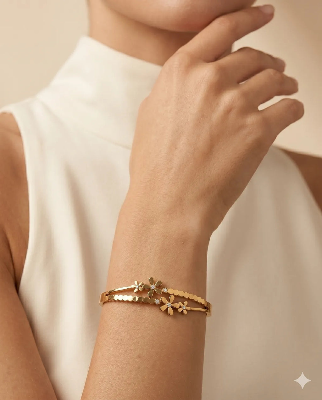 Gold Floral Dual Layer Bracelet