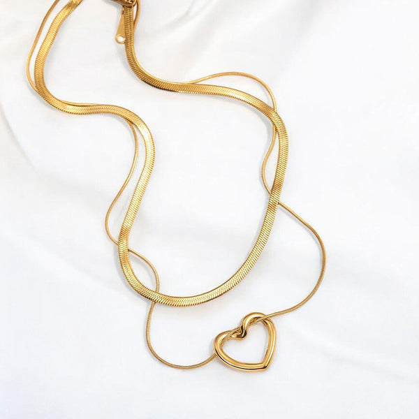 Gold-Plated Anti Tarnish Heart Themed Layered Necklace
