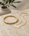 Gold Bamboo Bracelet and 11:11 Necklace Combo Set