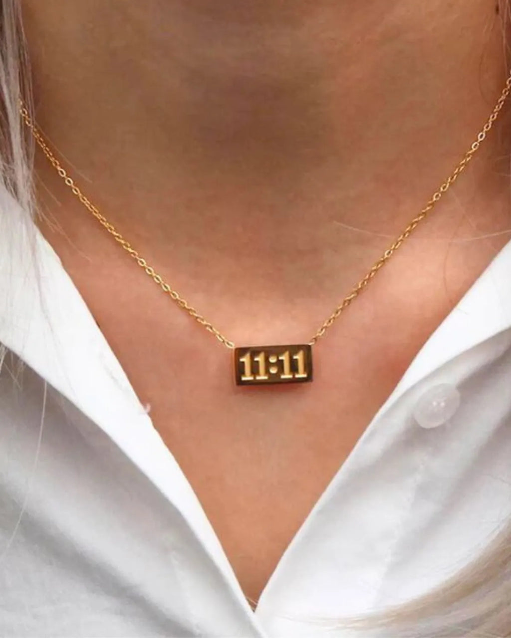 Gold Finished 1111 Number Bar Pendant Necklace