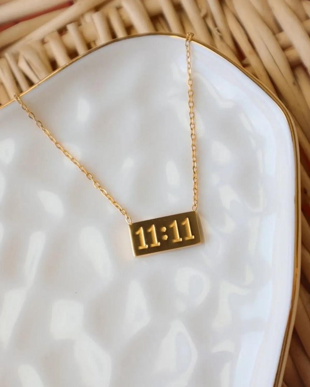 Gold Finished 1111 Number Bar Pendant Necklace
