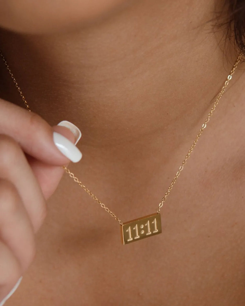 Gold Finished 1111 Number Bar Pendant Necklace