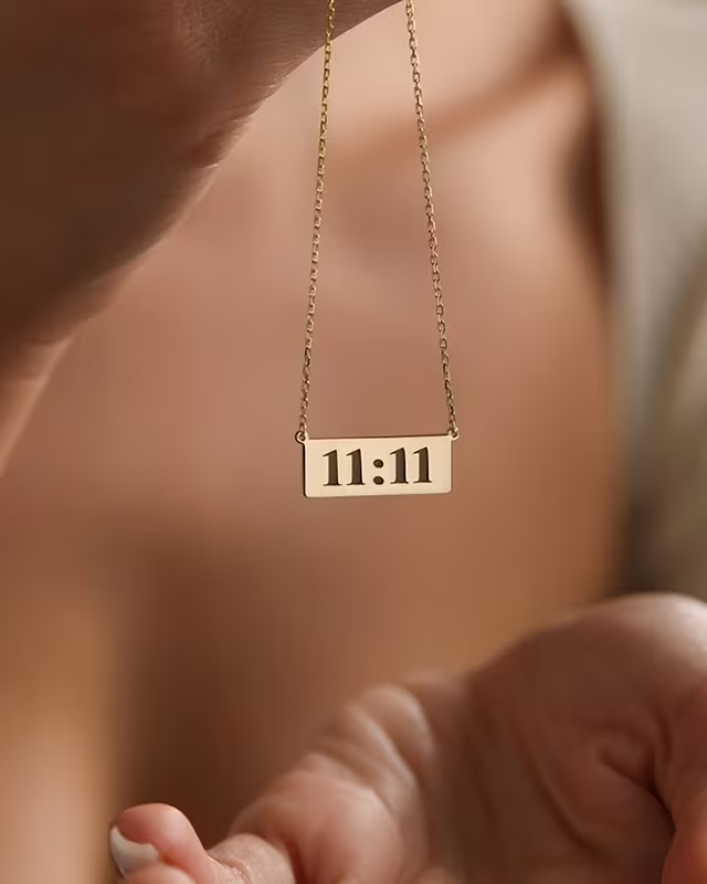 Gold Finished 11:11 Number Bar Pendant Necklace
