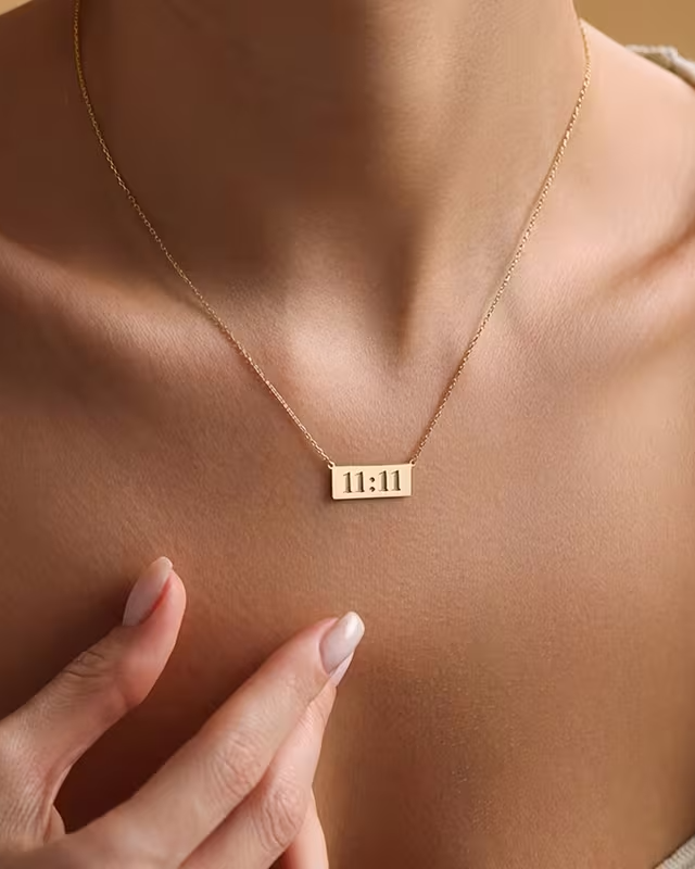 Gold Finished 11:11 Number Bar Pendant Necklace