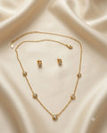 Gold Finished Bezel Crystal Pendant Necklace Combo Set