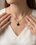 Gold Finished Black Star Minimalist Pendant Snake Necklace