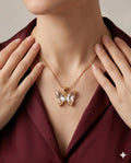 Gold Finished Butterfly Crystal Minimalist Pendant Necklace