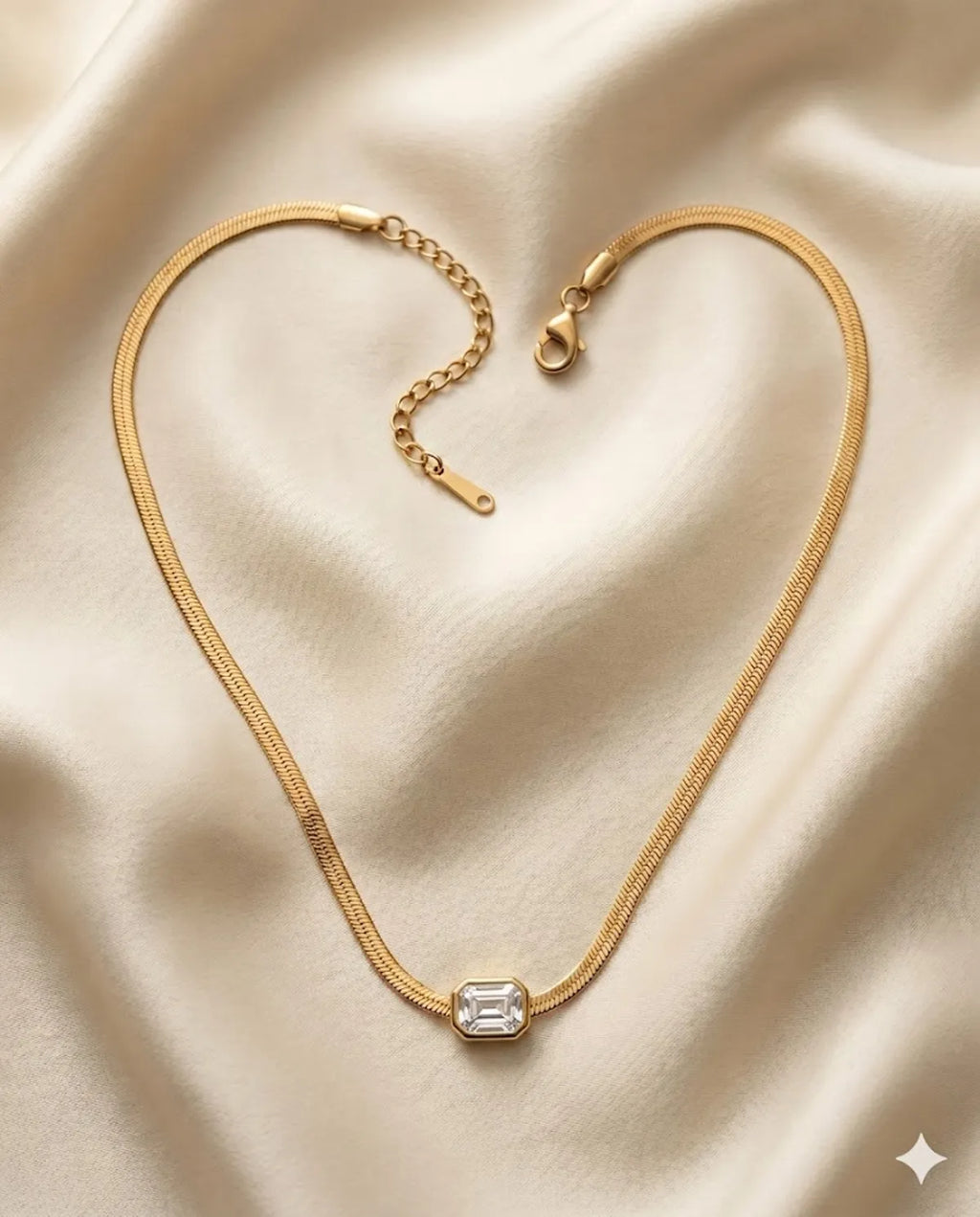 Gold Finished Crystal Stone Minimalist Necklace for Women