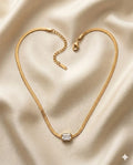 Gold Finished Crystal Stone Minimalist Necklace for Women