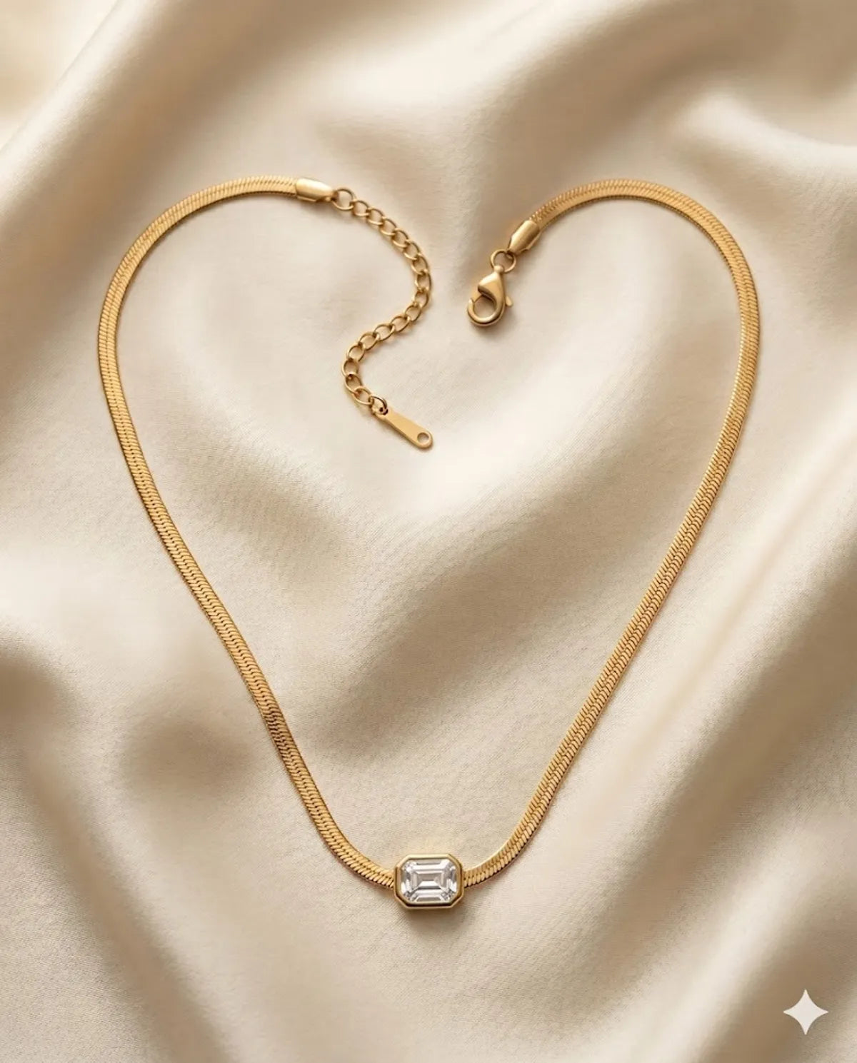 Gold Finished Crystal Stone Minimalist Necklace for Women