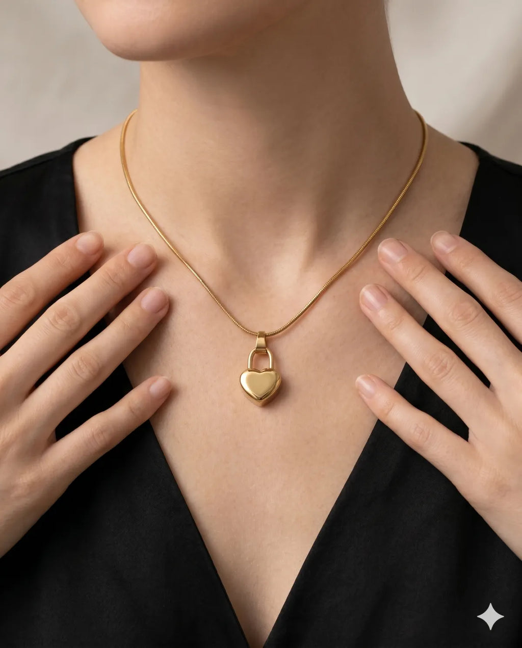 Gold Finished Heart Locket Minimalist Pendant Necklace