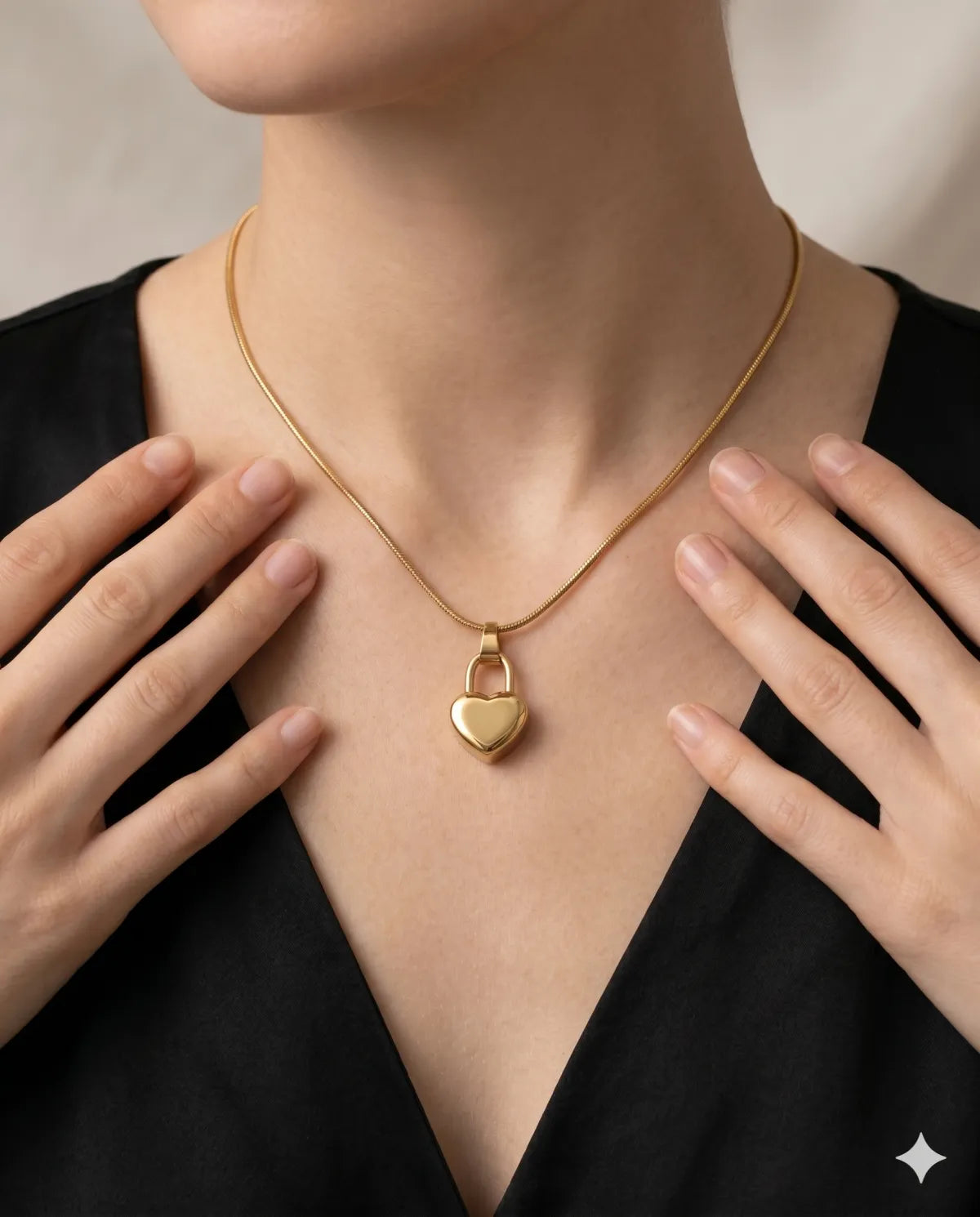 Gold Finished Heart Locket Minimalist Pendant Necklace