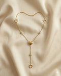 Gold Finished Heart Solitaire Beaded Pendant Necklace