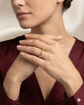 Gold Finished Pave Crystal Crown Statement Band Ring