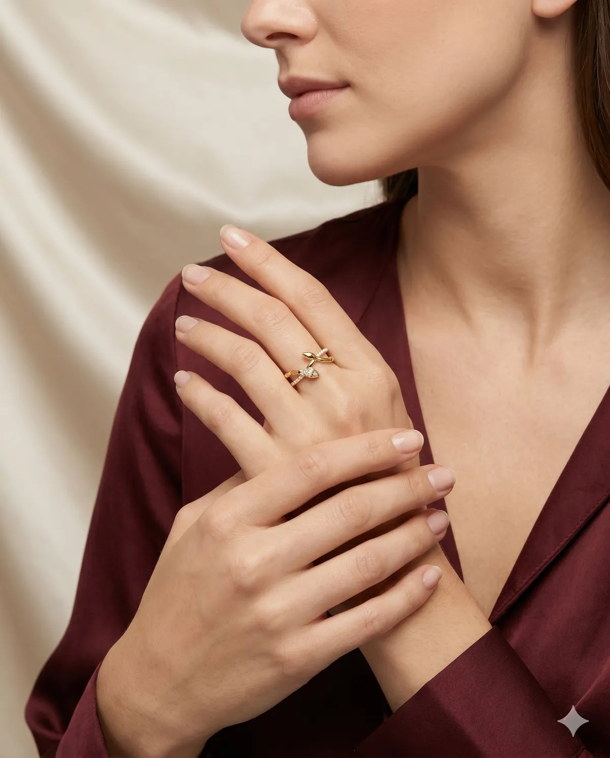 Gold Finished Pave Crystal Serpent Wrap Band Ring
