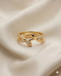 Gold Finished Pave Crystal Serpent Wrap Band Ring