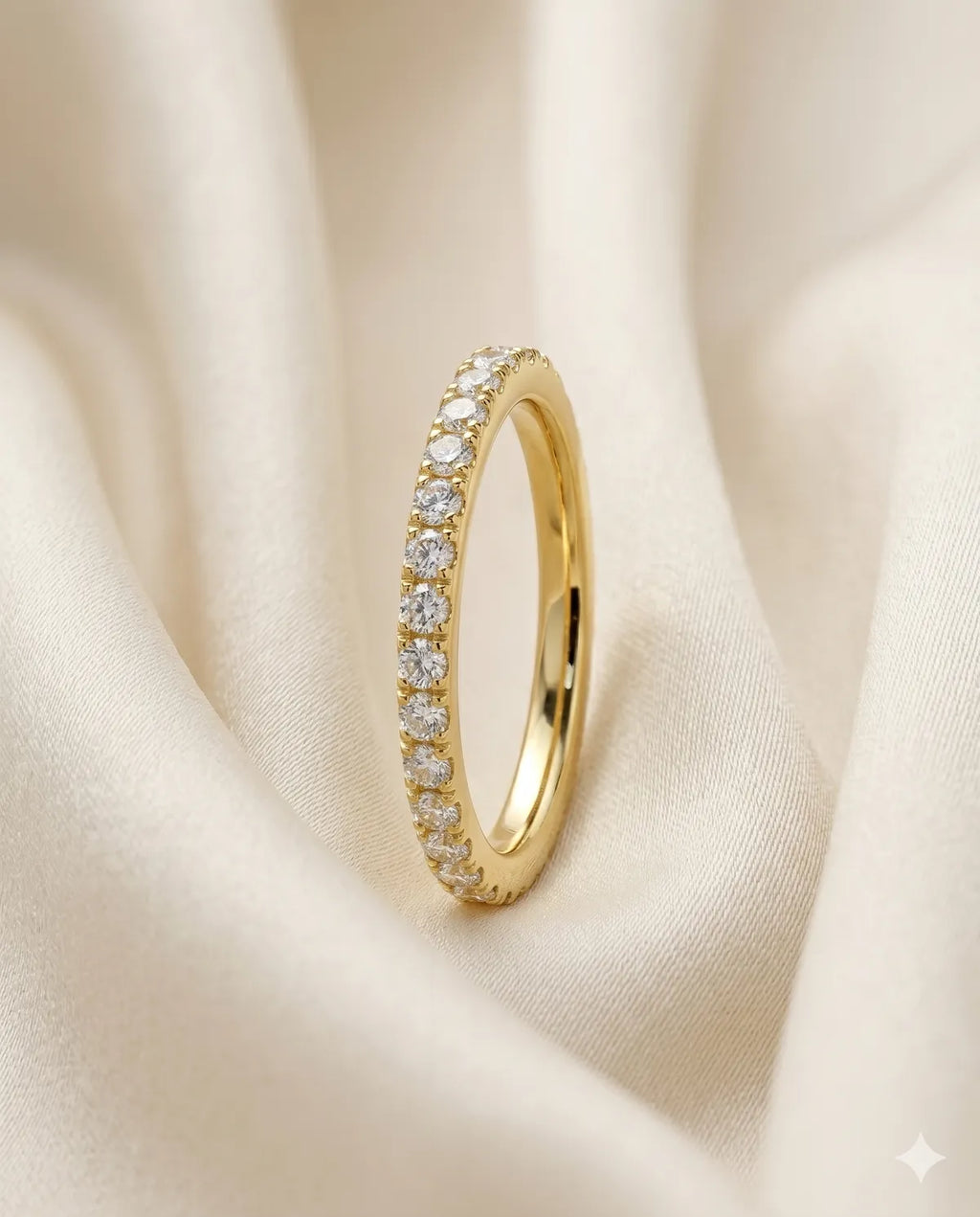 Gold Finished Pave Diamond Eternity Band Ring