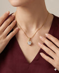 Gold Finished Round Crystal Pendant Minimalist Snake Necklace
