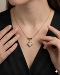 Gold Finished Square Crystal Minimalist Pendant Necklace