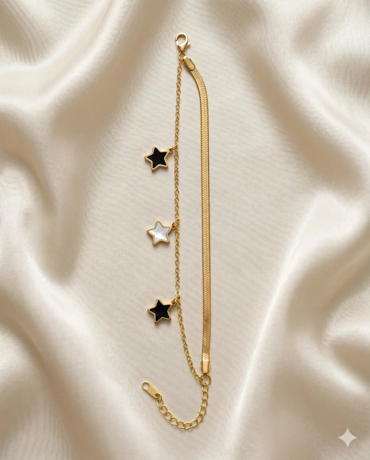 Gold Plated Star Charm Herringbone Chain Bracelet