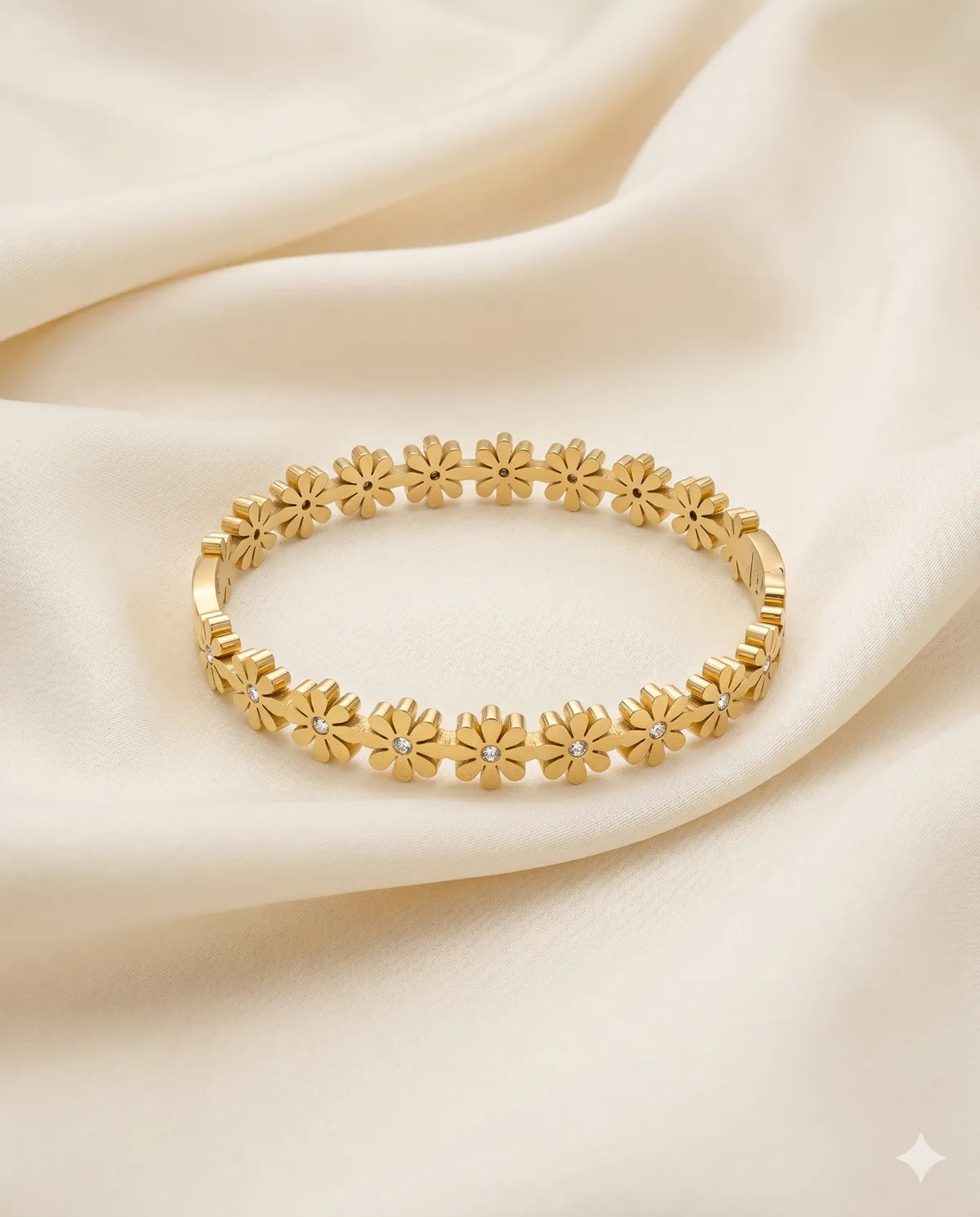 Gold Floral Charm Bracelet for Women