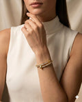 Gold Plated Crystal Studded Nail Bangle Bracelet for Women