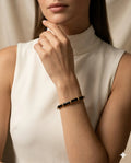 Black And Gold Beaded Link Bracelet