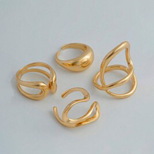 Trending Gold Plated Set of 4 Stackable Finger Rings
