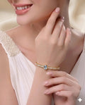 Gold Plated White  Stone Studded Adjustable Bracelet for Women