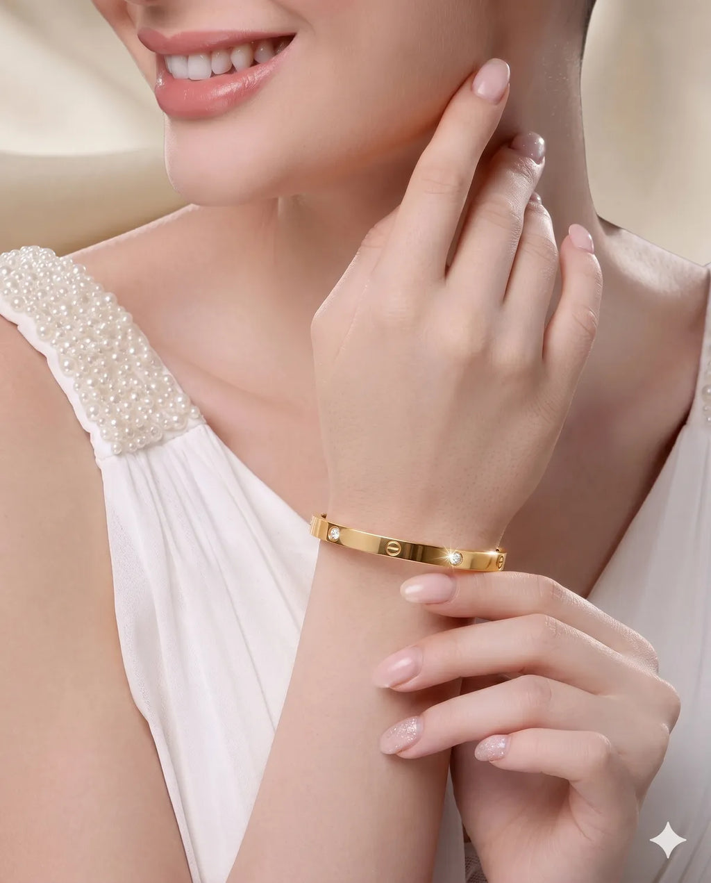 Gold Tone Screw Detail Bracelet