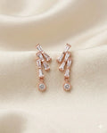 Rose Gold Baguette Crystal Dangle Earrings for Women