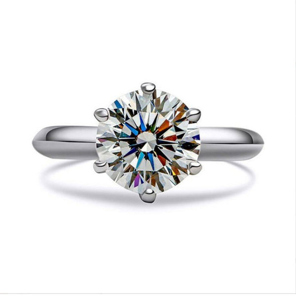 Silver Plated Crystal Studded Anti Tarnish Solitaire Adjustable Finger Ring