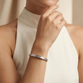 Silver Plated Geometric Chevron Textured Bangle Bracelet