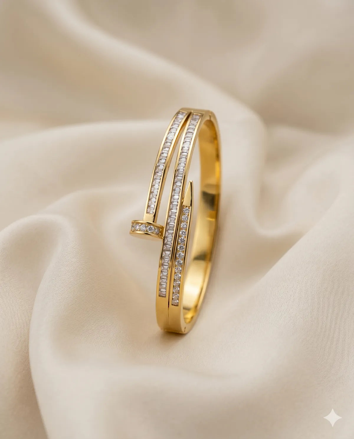 Gold Plated Crystal Studded Multi Layer Cuff Bracelet for Women