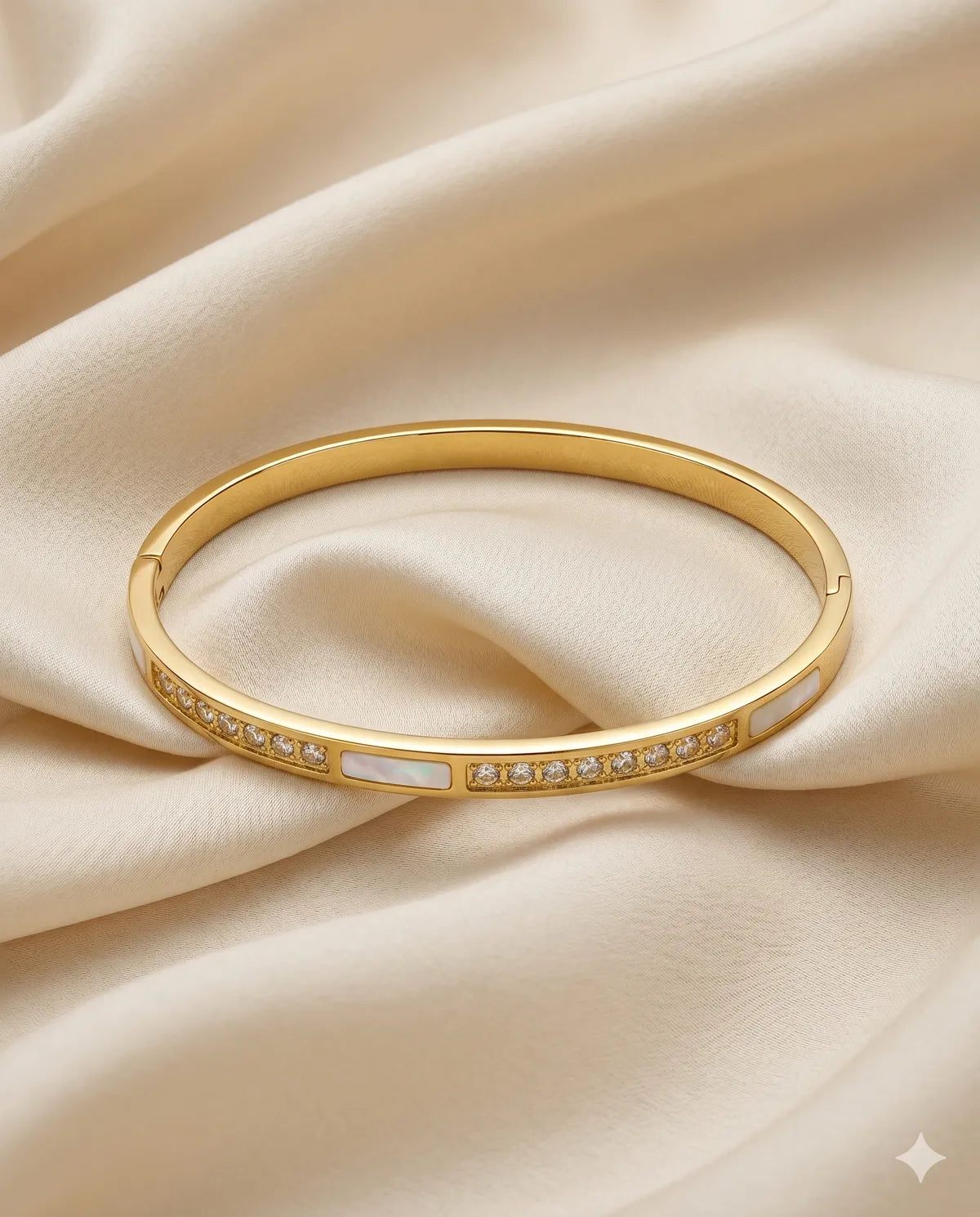 Gold Tone Crystal Embellished Bangle Bracelet for Women