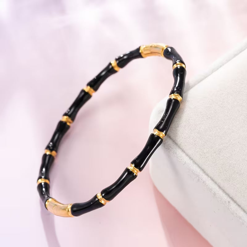 Gold Tone Bamboo Link Bracelet