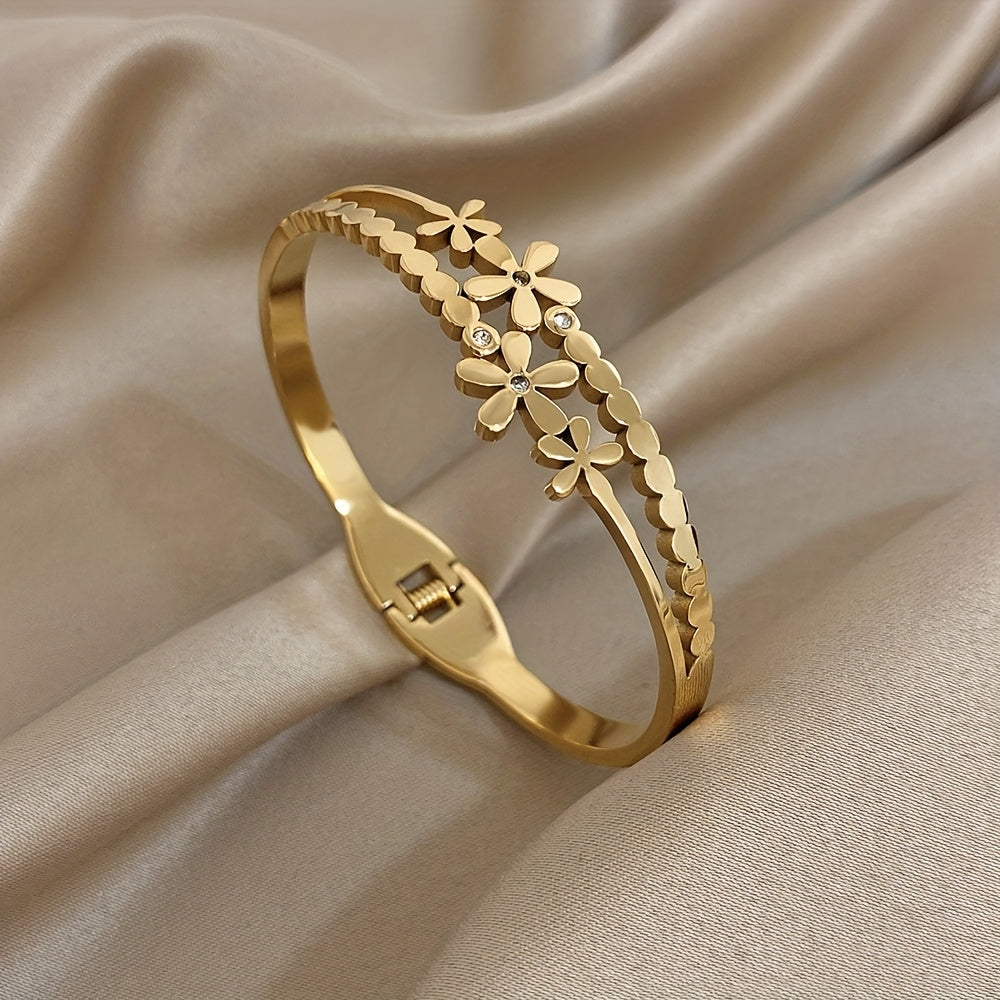 Gold Floral Dual Layer Bracelet