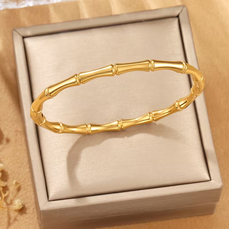 Gold Tone Bamboo Link Bracelet