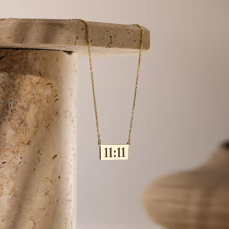 Gold Finished 11:11 Number Bar Pendant Necklace