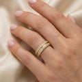 Gold Finished Pave Heart Open Band Ring for Women